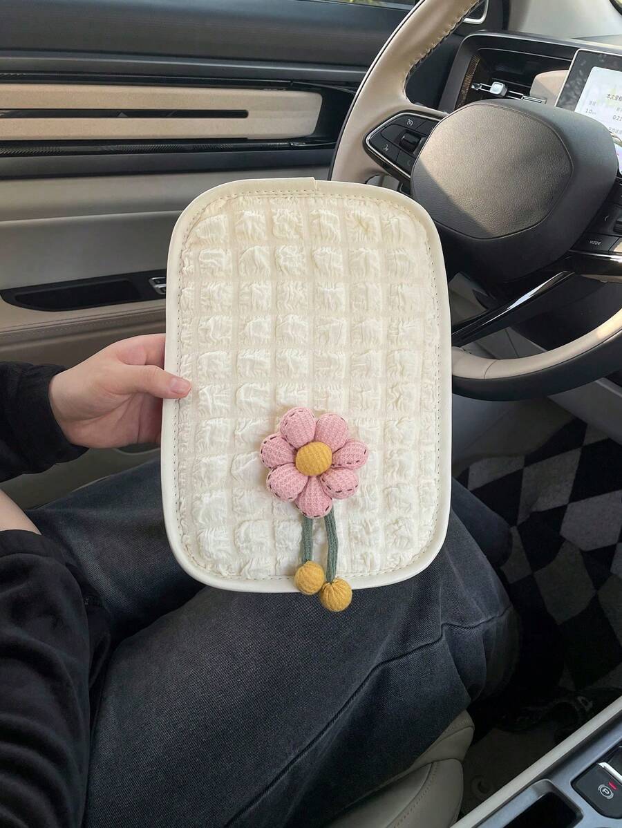 1入組可愛的粉色花朵車用扶手墊創意汽車扶手盒坐墊車內防滑中央扶手盒蓋墊 - 粉色 - 查看 1