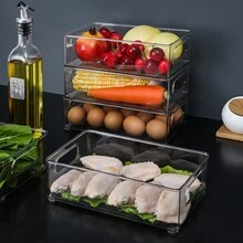 Kitchen Refrigerator Storage Box - Simple Sliding Organizer With Handle - Suitable For Storing Vegetables, Fruits, Beverages, Etc., Suitable For Refrigerators, Freezers, Storage Rooms, Cabinets, Etc - Clear - View 7