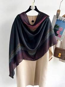 1 pièce Écharpe longue en satin imprimé de couleur vive et élégante de style écharpe pour echarpe femmes, châle léger et doux à la mode pour protection solaire, convient pour un port quotidien