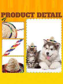 1入寵物牛仔帽，貓狗用配件，西部牛仔帽適用於節日拍照 - 棕色 - 查看 7