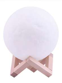 1 pieza Lámpara de luna creativa estilo INS, lámpara de mesa de noche, lámpara de noche pequeña con proyección de estrellas, luz de sueño (el color del soporte de plástico es aleatorio) - Blanco - Ver 11