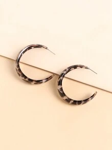 Leopard Pattern Cuff Hoop Earrings - Multicolor - View 4