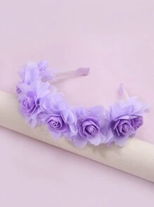 1 chiếc băng đô hoa màu tím dành cho tuổi teen, thích hợp để trang trí kiểu tóc hàng ngày. - Màu tím - Xem 5