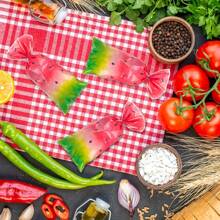 30/50/100 piezas Bolsas transparentes para dulces de fiesta temática de sandía, adecuadas para decoración de fiestas de cumpleaños, eventos temáticos de sandía, para nueces, galletas, bocadillos, premios, regalos de fiesta, chocolates, bayas, cuentas, frutas secas