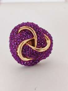 1 pièce Bague fleur de rose en métal 3D exagérée avec des strass, porter élégamment pour les occasions de fête décontractées, idéal pour la Saint-Valentin, la mère, la fête des mères, en cadeau