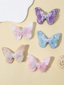 5 Kẹp Tóc Hình Bướm Lưới Rỗng Mới Cho Bé Gái Dễ Thương - kẹp mỏ vịt - Xem 2