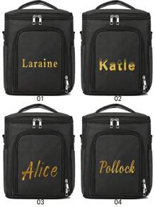 1pc Customized Shoulder Lunch Bag Large Capacity Name Custom In 4 Fonts Lunch Insulated Box Crossbody Cooler Handbags Crossbody Bag Personal Tailor Organizer Thermal Shoulder Bag Canvas Food Tote Bag Insulating Lunch Box Bag For Office For Work Camping Picnic Bag Fridge Bag