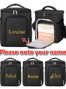 1pc Customized Shoulder Lunch Bag Large Capacity Name Custom In 4 Fonts Lunch Insulated Box Crossbody Cooler Handbags Crossbody Bag Personal Tailor Organizer Thermal Shoulder Bag Canvas Food Tote Bag Insulating Lunch Box Bag For Office For Work Camping Picnic Bag Fridge Bag