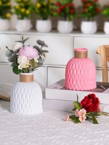 1入組塑料花瓶，高15cm，-友善環保塑料組裝，不可加水。否則會滲漏，輕便不怕摔，適用於牆壁裝飾，花藝布置，婚禮，派對，家居裝飾，桌面裝飾。 - 彩色 - 查看 4