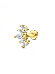 CIZME 1PC Gold Cubic Zirconia Cartilage Earrings, Lip Rings, Stud Piercing Jewelry For Cartilage/Tragus/Helix/Conch, Stainless Steel Helix Tragus Cartilage Earring For Women, 16G 20G Cartilage Earring, Helix Earrings Flat Back Cartilage Helix Conch Piercing Jewelry For Women, 16G 20G Tragus Earrings For Women, Flat Back Cartilage Earring Stainless Steel, Flat Back Stud Earrings Labret Conch Helix Cartilage Tragus Piercing Jewelry