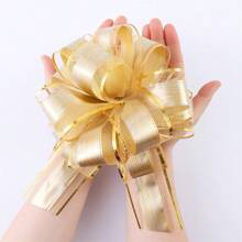 10 Pieces Pull Bow Gift Wrapping Pull Bow Ribbon, Pull Bows For Christmas Wedding Baskets Valentine's Day, Bows Multicolor Ribbon Bow For Gift Wrapping (Gold) - 10 - View 9
