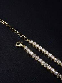 1 Pc 3mm Top Hip Hop Four Claw Moissanite Diamond Tennis Chain Necklace, Adjustable Clavicle Necklace (S925 Sterling Silver), Sparkling Light, Luxury High-End, Exquisite And Fine, Women's Jewelry Gift - Four-claw Diamond Tennis Necklace - View 6