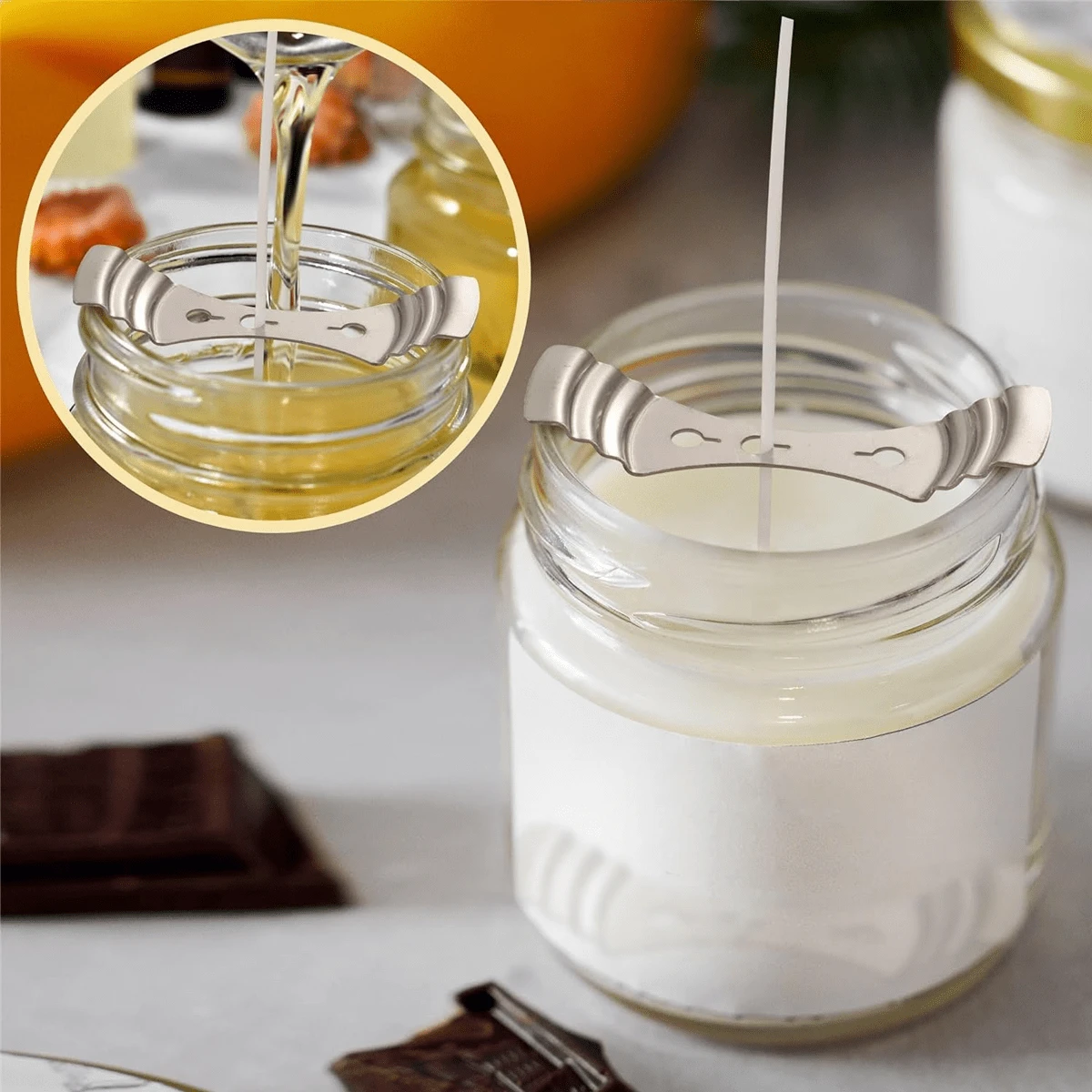 Candle Wicks 60 Pieces 10 Cm With 1 Candle Wick Holder And 3 Adhesive