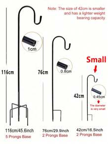 1pc Shepherd-Hooks Adjustable For Bird-Feeder Lantern Plant-Hook Garden-Stake - Plant Stand Hanger For Outdoor Flower Basket, Bird Feeder Hanger Weddings Decor(42cm/76cm/96cm/116cm) - Black - View 3
