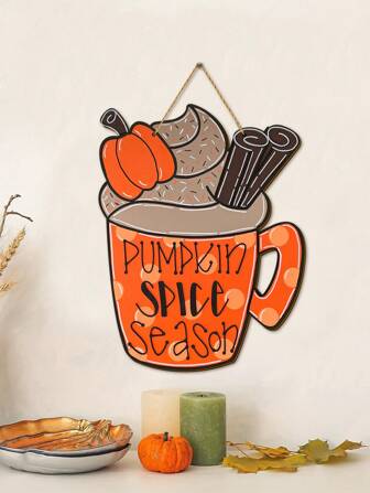 1 Pc/Set Of Modern Style Wall Hanging With Autumn Pumpkin Spice Theme Logo, Suitable For Multi-Purpose Residences, Living Rooms, Farmhouses, Autumn Thanksgiving Theme Decoration, Perfect Gift Home Decor Christmas Decorations Room Decor Christmas Halloween Decor Halloween
