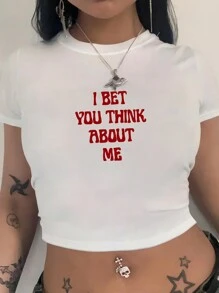 Tôi cá là bạn sẽ cá tính hóa áo thun ngắn phong cách Harajuku, áo cổ tròn mới mùa hè - trắng - Xem 1