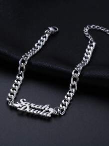 Customized Couple Name Anklet With Heart Charm, 5mm Chain, Stainless Steel Personalized Name Jewelry Valentines