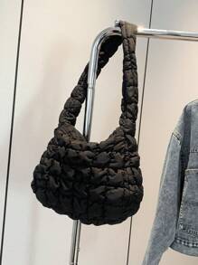 Black Folded Cloud Shape Underarm Bag - Black - View 4