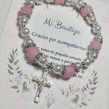 Recuerdo para Bautizo Paquete Pulsera de Cristal 10 Piezas - Rosa - Ver 1