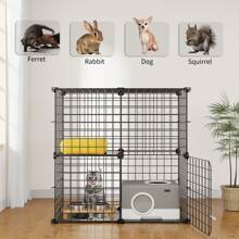2-Tier Large Cat Cage,Indoor And Outdoor Pet Cage,Versatile DIY Pet Playpen With Removable Metal Wiring, Kitten House With Stairs For Small Pets - Puppies, Rabbits, Bunnies, Squirrels
