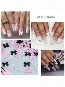 Bộ 500 chiếc Bùa làm móng 3D và Ngọc trai Flatback, Bùa cung móng tay 4 màu + Ngôi sao màu hồng và trắng Mặt trăng hình trái tim dễ thương Ngọc trai móng tay trắng 2-4mm cho nghệ thuật làm móng DIY Đồ trang trí với dụng cụ nhặt - Nhiều màu - Xem 6