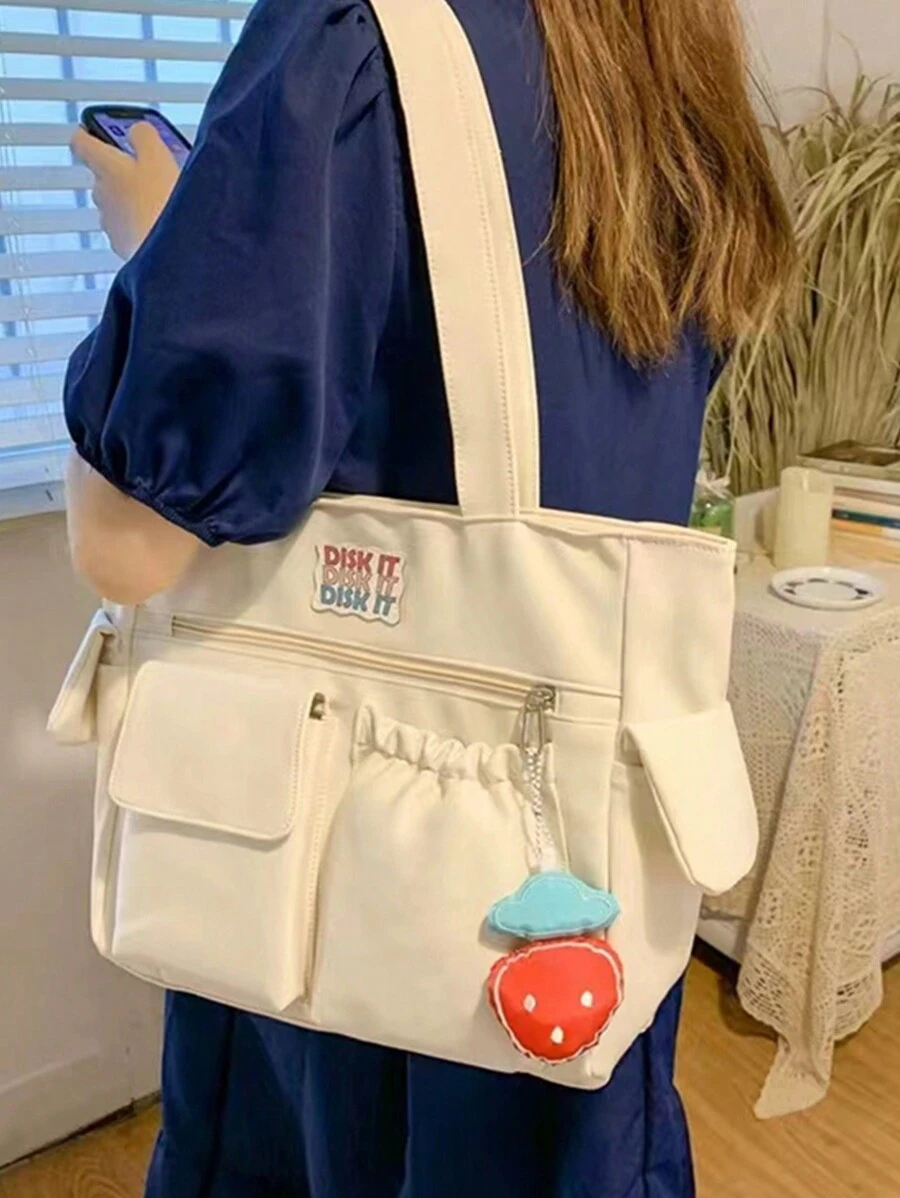 Túi tote màu trơn dung tích lớn có nhiều ngăn, dễ dàng và nhẹ, vừa với máy tính xách tay