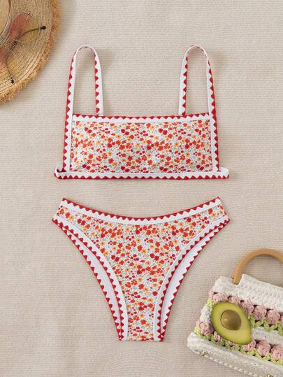 Women's Ditsy Floral Bikini 2 Pieces Set For Vacation Summer