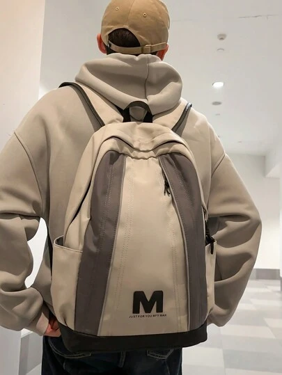 高中男士背包韩版大容量旅行包适合中学生和大学生，休闲度假双色单肩包，学院风通勤书包书包学校用品圣诞节尖叫包背包冬季圣诞礼物笔记本电脑感恩节假期电脑背包男士礼物徒步旅行多功能户外便携