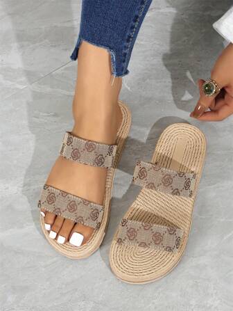 2024 Summer New Open-Toe Cross-Border Slipper For Women, Comfortable Flat Anti-Slip Slip-On Sandals & Beach Shoes