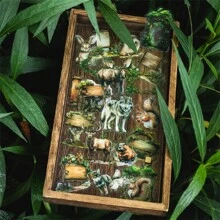 25pcs/Pack Forest Home Series Stickers, Forest Animals Theme DIY Scrapbooking Euro-Style Collage Back To School