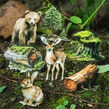25pcs/Pack Forest Home Series Stickers, Forest Animals Theme DIY Scrapbooking Euro-Style Collage Back To School