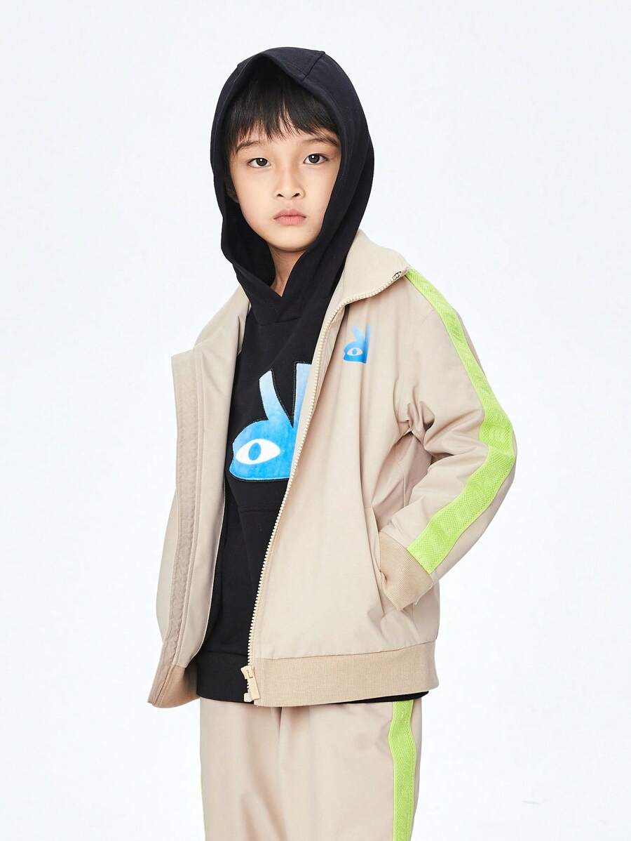 Annil Boys' Jacket, Spring And Autumn Windproof Waterproof Plush Sports Top - Coffee Brown - View 1