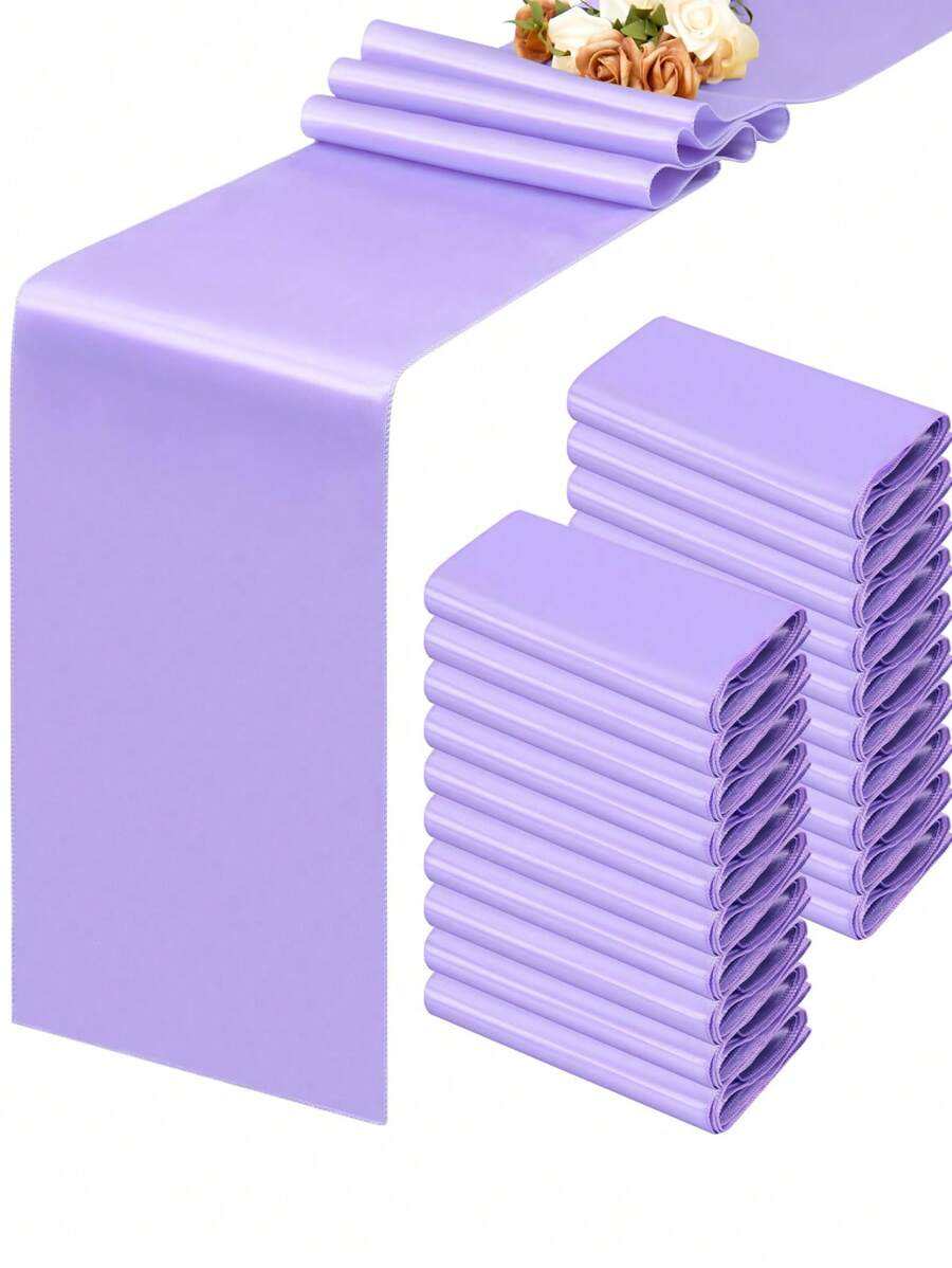1 pieza Mantel / Corredor de mesa de satén morado, decoración para mesa de banquete de fiesta de bodas, hogar, restaurante y cocina - Púrpura malva - Ver 1