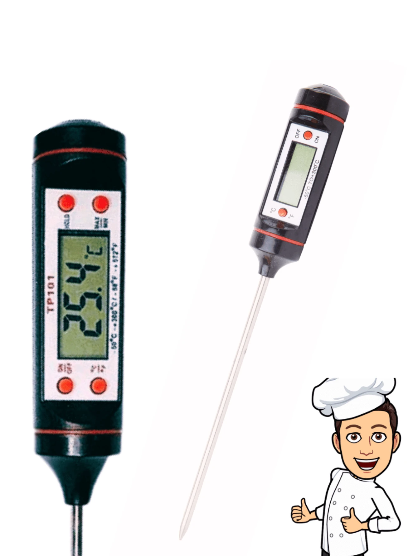 Termômetro Culinário Cozinha Digital Espeto Carnes Molhos Chocolate - Preto - Visão 1