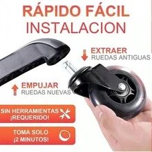 5 piezas Reemplazo caucho silla Castor ruedas para oficina silla,Tarea pesada Ruedas para Silla de Oficina, Set de 5 Ruedas para Muebles de Oficina, Llantas para Silla de Goma de Repuesto de 3 Pulgadas, Sin Ruido, Apto para Todos Los Pavimentos-Ajuste Universal - Negro - Ver 5