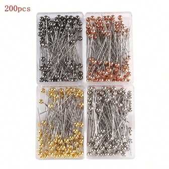 100/200/260pcs Stainless Steel Pins, Straight Pins, Faux PearlNeedles, Fixed Sewing Pins For Dressmaker, Jewelry DIY,Household Items,Fourth Of July,4th Of July Decor,Stitchmother Day Gift,Household Items,Sewing,