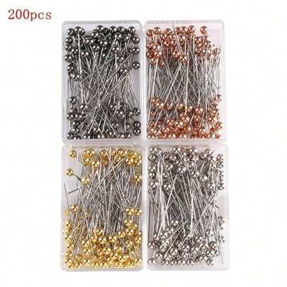 100/200/260pcs Stainless Steel Pins, Straight Pins, Faux PearlNeedles, Fixed Sewing Pins For Dressmaker, Jewelry DIY,Household Items,Fourth Of July,4th Of July Decor,Stitchmother Day Gift,Household Items,Sewing,