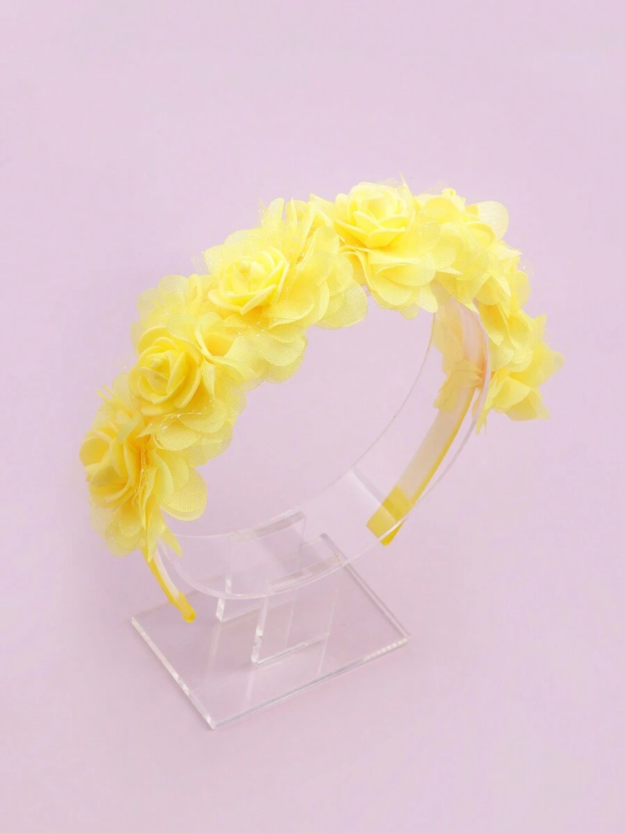 1pc Children's Yellow Floral Headband For Daily Hair Decoration