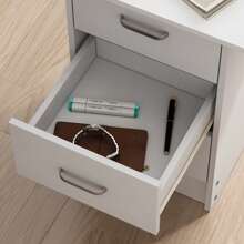 Writing Desk Wood Computer Desk With 3 Drawers,3 Open Storage Shelves For Home Office,Study Room,Dressing Room,Modern Home Office Desk,Office Furniture (White/Black) - 白色 - 查看 6