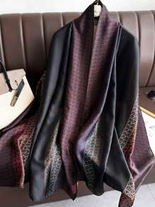 1 pièce Écharpe longue en satin imprimé de couleur vive et élégante de style écharpe pour echarpe femmes, châle léger et doux à la mode pour protection solaire, convient pour un port quotidien