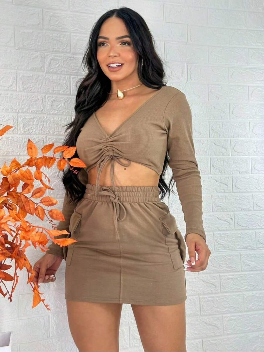 Women Two-Piece Outfits - Màu Khaki - Xem 1