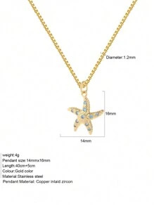 1pc Heart-Shaped Demon Eye, Star & Sun, Turtle, Bee, Conch Shaped Golden Pendant Necklace, Ocean Theme Stainless Steel Women's Jewelry - Yellow Gold - View 27