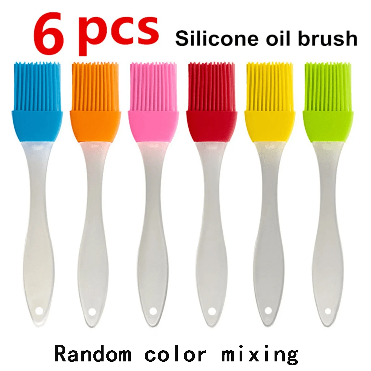 6入組 大/小尺寸彩色混合矽膠刷，適用於家庭廚房餐廳烹飪、烤肉、烘焙、戶外烤肉工具