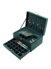 New Luxury Jewelry Storage Box, Elegant Dark Green Color, High-End Delicate Design For Necklaces, Earrings, Bracelets, Large Capacity Multi-Layer Storage Valentine's Day Sun Travel Cool Back To School - 彩色 - 查看 20