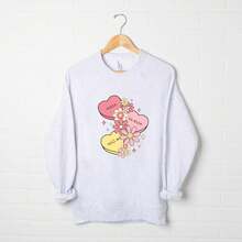 Retro Valentine Hearts | Bella Canvas Sweatshirt - Đỏ - Xem 3