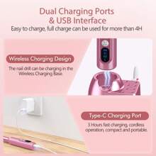 COSYGLOW Cordless Electric Nail Drill, Rechargeable 30000 RPM High-Speed Electric Nail File And Drill Machine Kit, Professional Nail Supplies For Acrylic, Gel Nails, Drill Uñas, Rose Gold - 粉色 - 查看 6