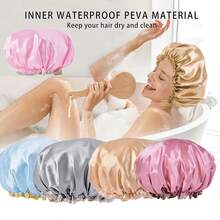QUONMU 5入組雙層尼龍淋浴帽，防水洗髮帽，超柔軟面料SPA帽，廚房防油帽，家用沐浴帽 - 彩色 - 查看 2