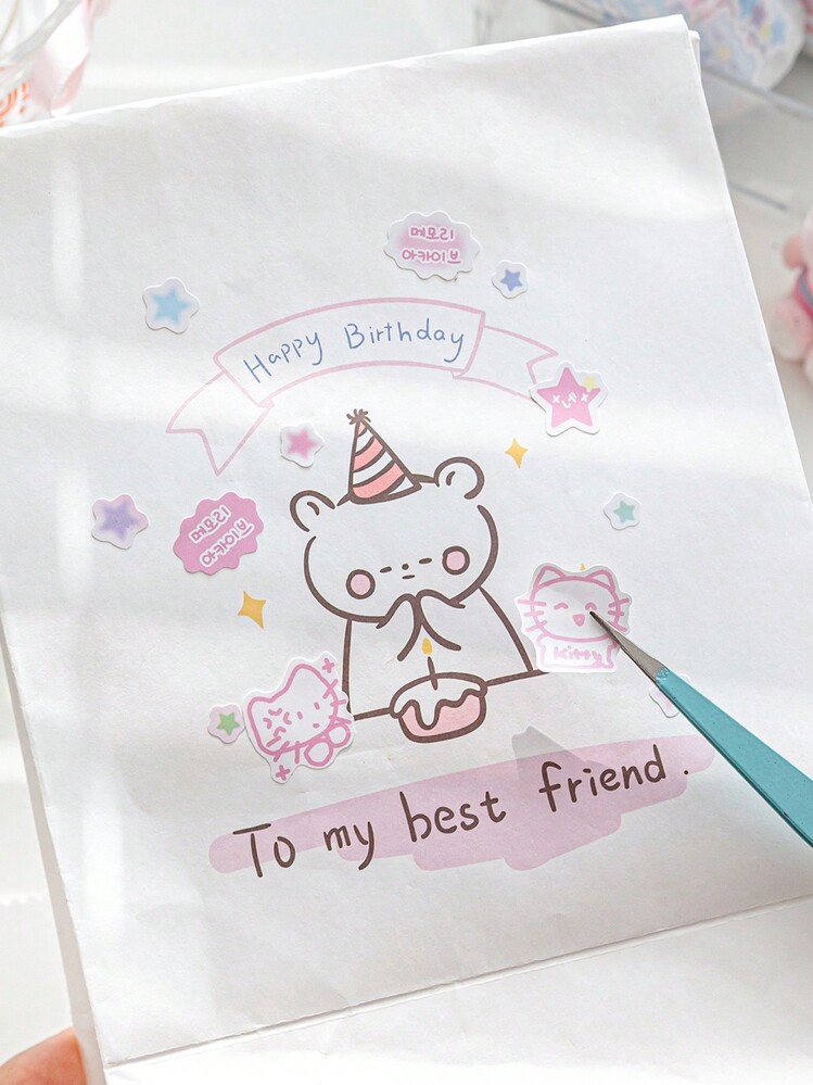 1 Roll Cute Graffiti Scrapbooking DIY Stickers Decorative Tape, "Have Something To Tell You" Series, Suitable For Gifts, Office, Home, Marking, Labeling, Classroom, Entertainment Toys, Student Journals, DIY Ornaments,School Supplies,Back To School Scrapbook Supplies Funny Stickers Laptop Stickers Kindle Phone Stickers - Multicolor - View 4