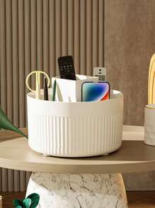 Caja de almacenamiento giratoria de escritorio para brochas cosméticas y maquillaje, soporte para bolígrafos, organizador, para vacaciones en la playa, colección de baño, colección de dormitorio, gran capacidad - Blanco - Ver 13