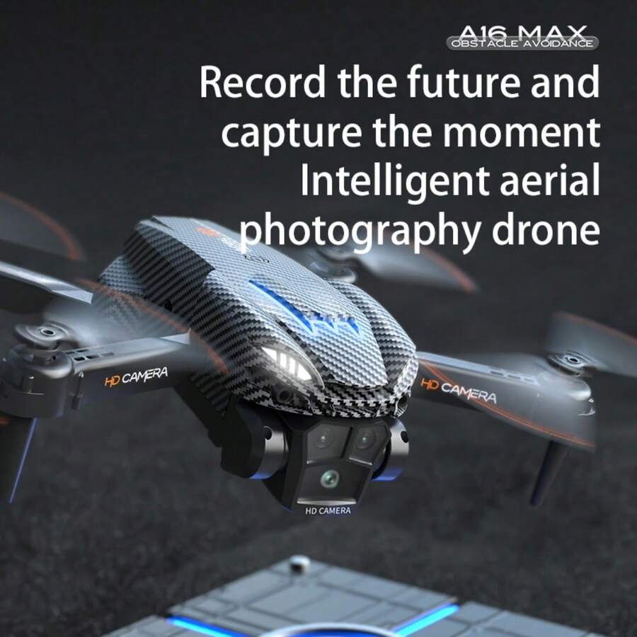A16 MAX Aerial Drone, Obstacle Avoidance Quadcopter, RC Airplane Toys, 3 HD ESC Camera-360°Obstacle Avoidance-Optical Flow Positioning, Recreational Airplane For Beginners - 黑與白 - 查看 1